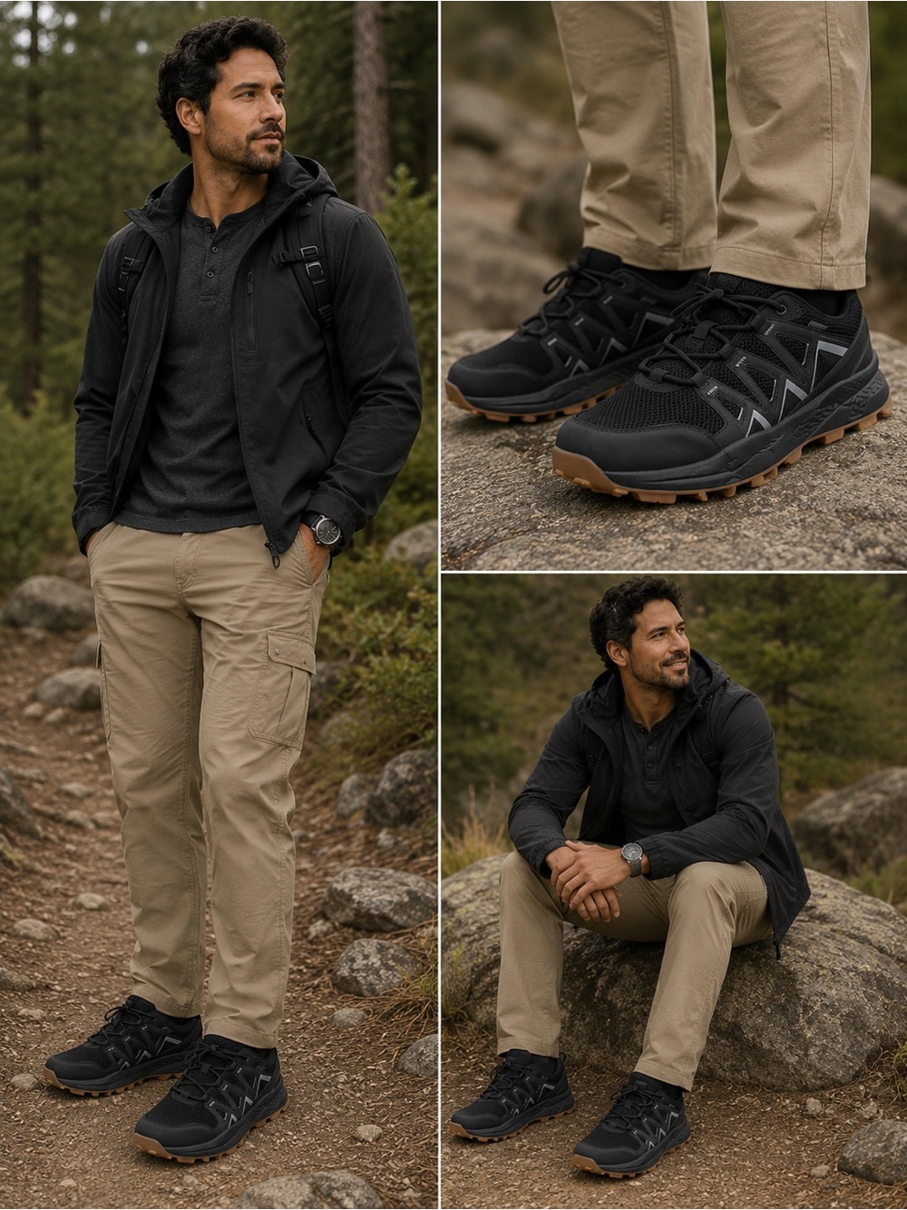 Khombu Men’s Hiking Boots sz 9 Black Cushioned NEW # box 848